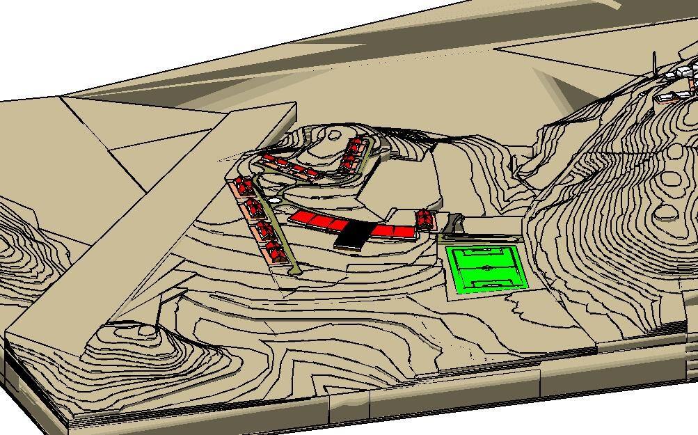 Modello 3D del terreno con le opere in progetto